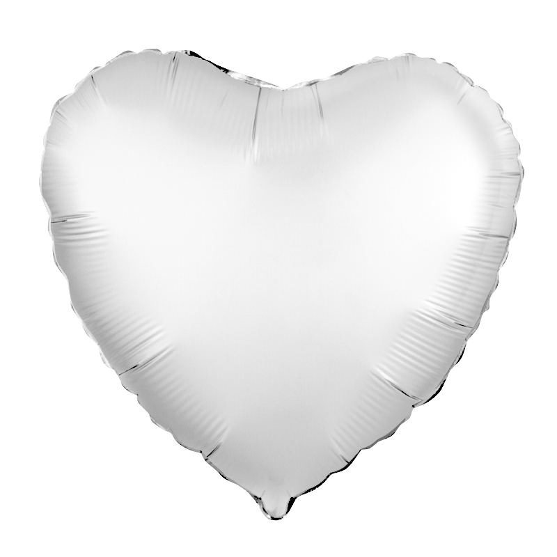 Фольгированное Сердце, Белый жемчужный, Сатин (46 см)